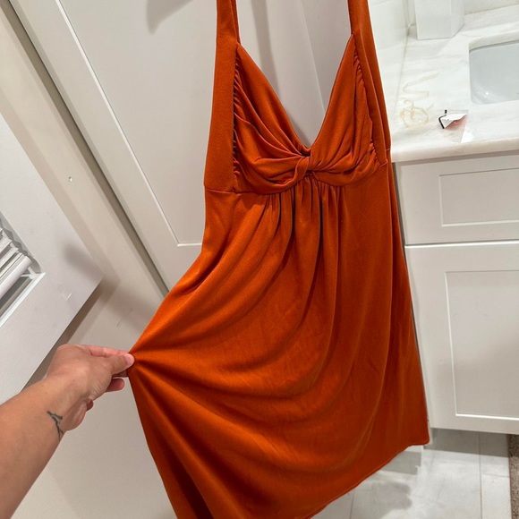 Laundry by Shelli Segal orange silk halter dress - Picture 4 of 6